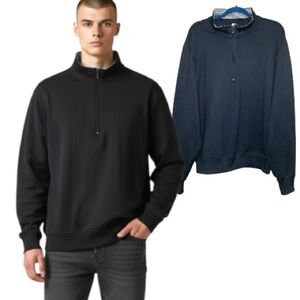 FootJoy Black Golf Sweater 1/2 Zip Sz L Long Sleeve Pullover Embroidered Logo